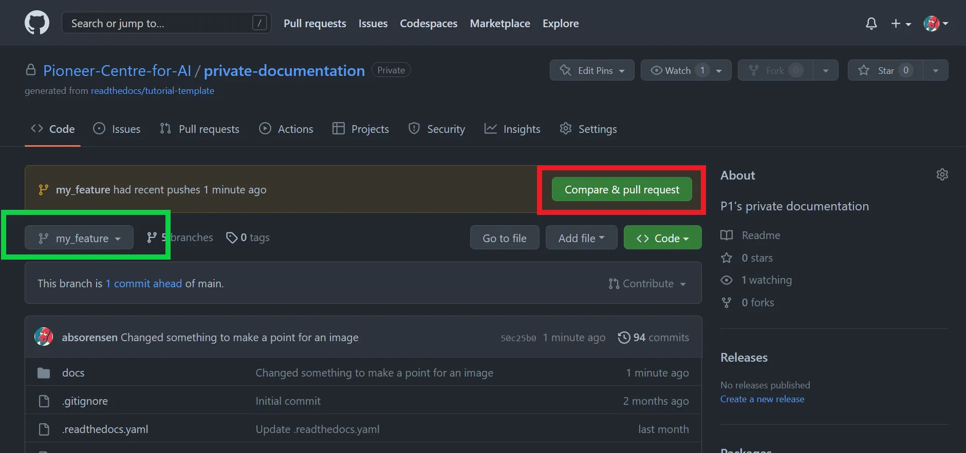 Creating a pull request